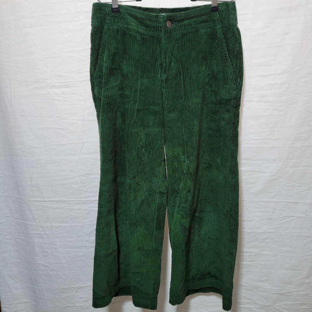 Pact Corduroy Cropped Wide Leg Pants Womens Sm Green Stretch Organic Cotton Y2K